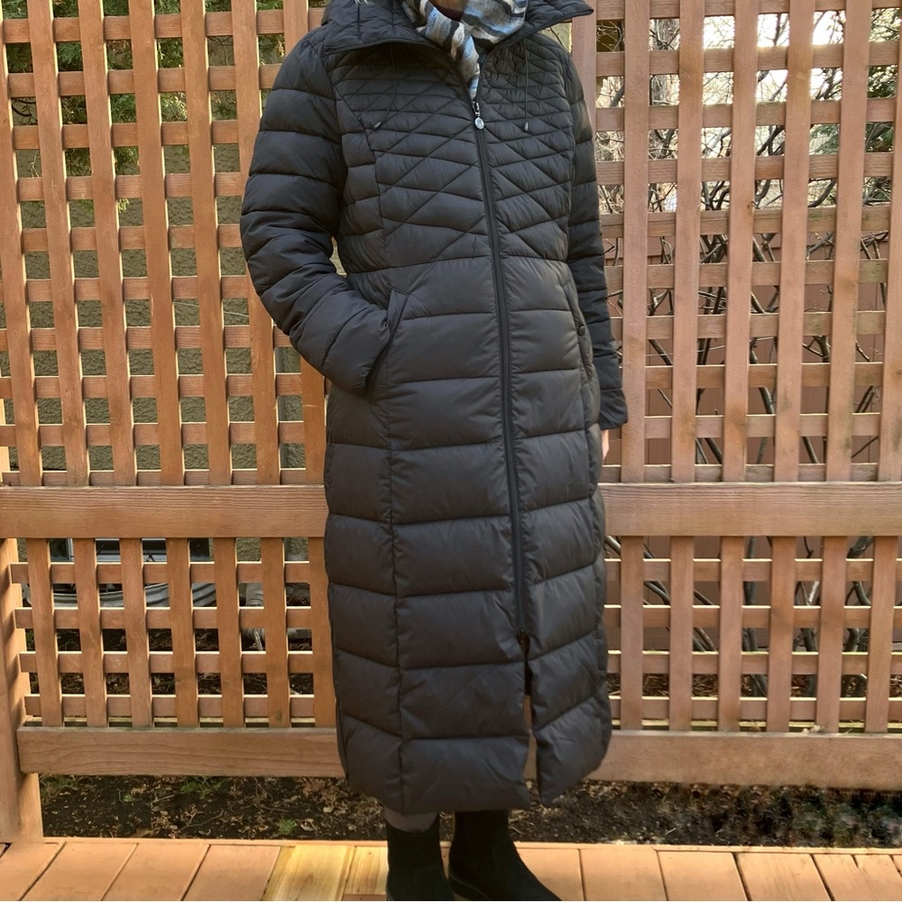 New BERNARDO Quilted Long Coat Down + PrimaLoft Lightweight Black L NWOT $105